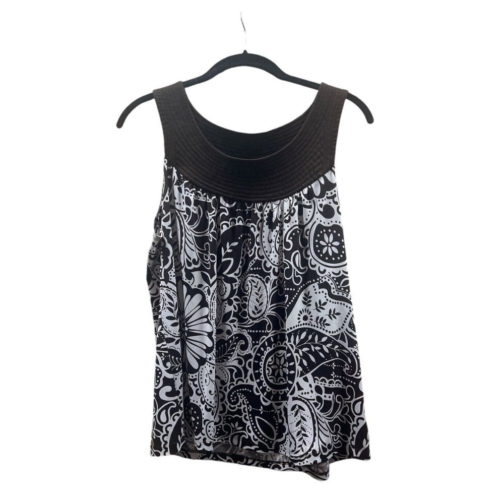 AGB Women's Brown Paisley Tank Top Size Large Flowy